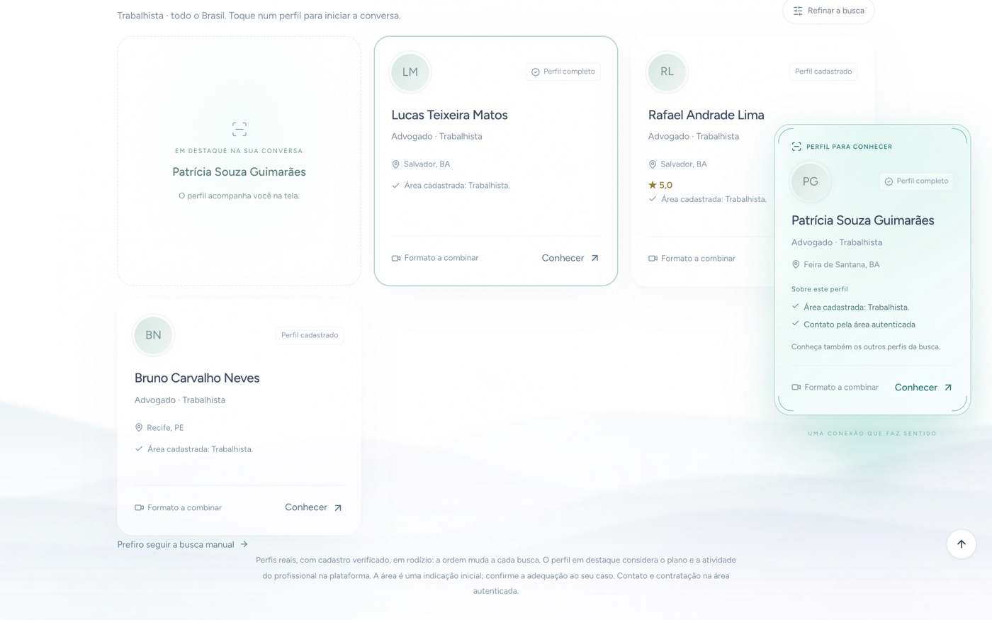 Busca com Assistente Virtual — todos os profissionais aptos, em rodízio