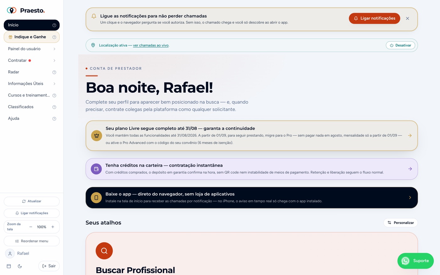 Painel do prestador