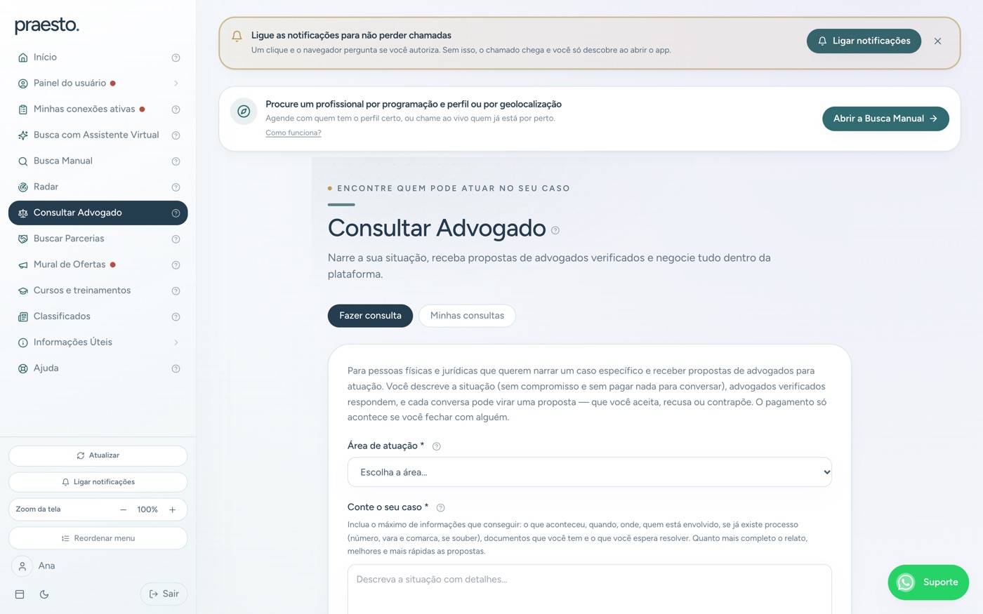 Consultar Advogado (narrar o caso)
