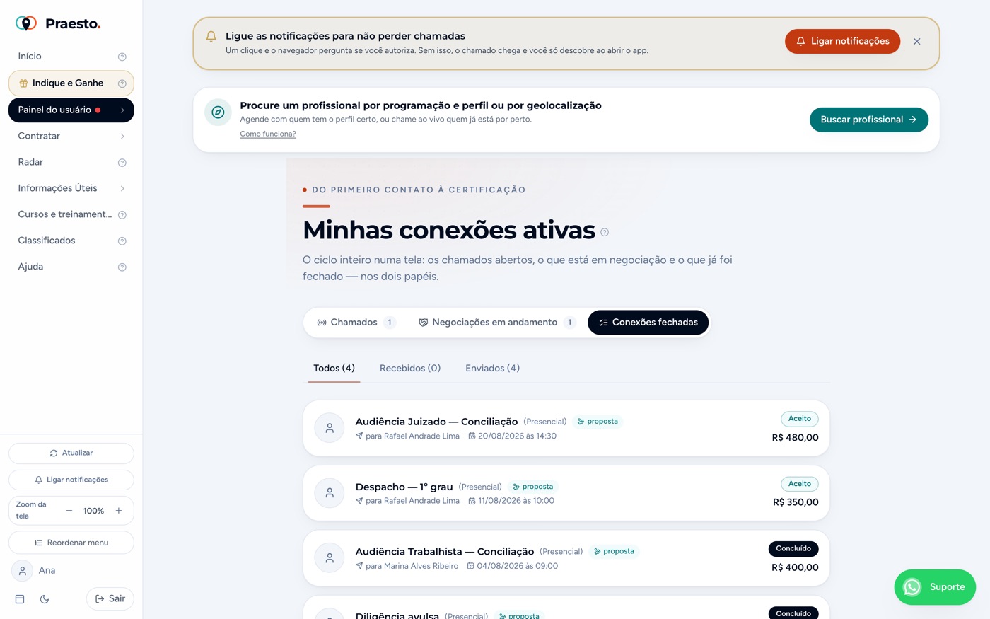 Minhas conexões ativas