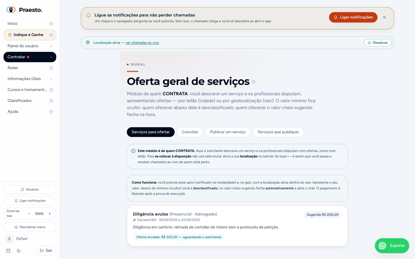 Oferta geral (mural)