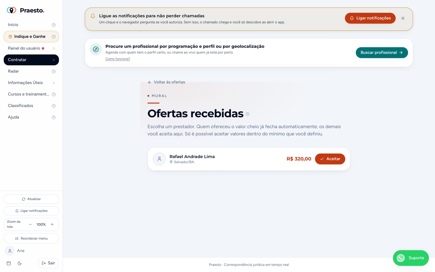 Lances recebidos