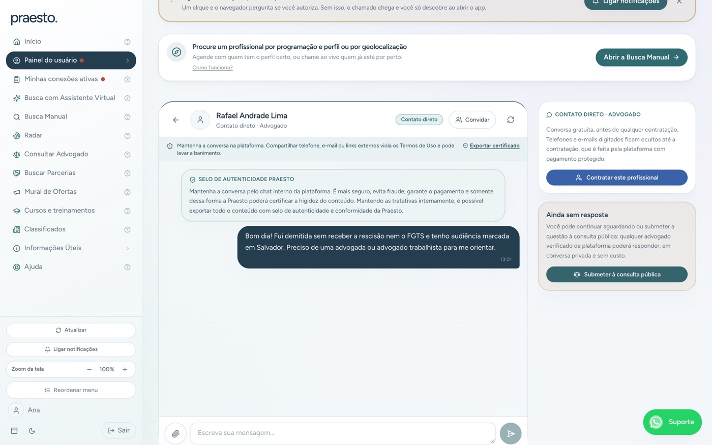 Contato direto — conversar antes de contratar