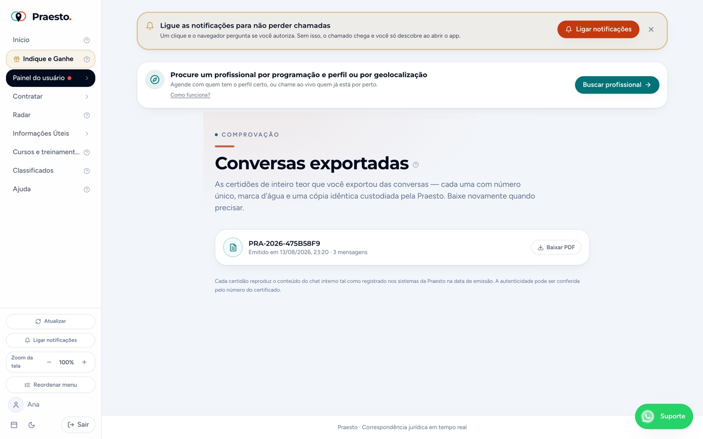 Certidões emitidas