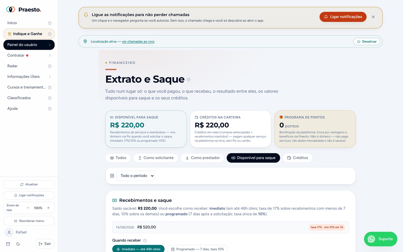 Disponível para saque