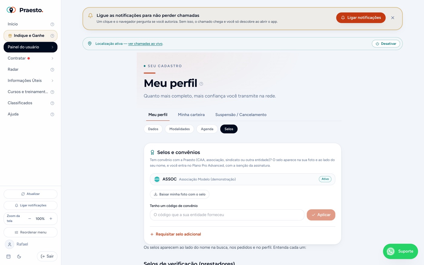 Selos e convênios