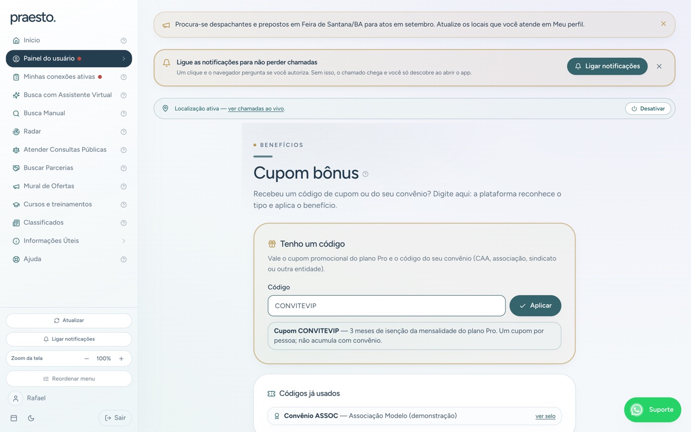 Cupom bônus — um lugar só para cupom e código de convênio