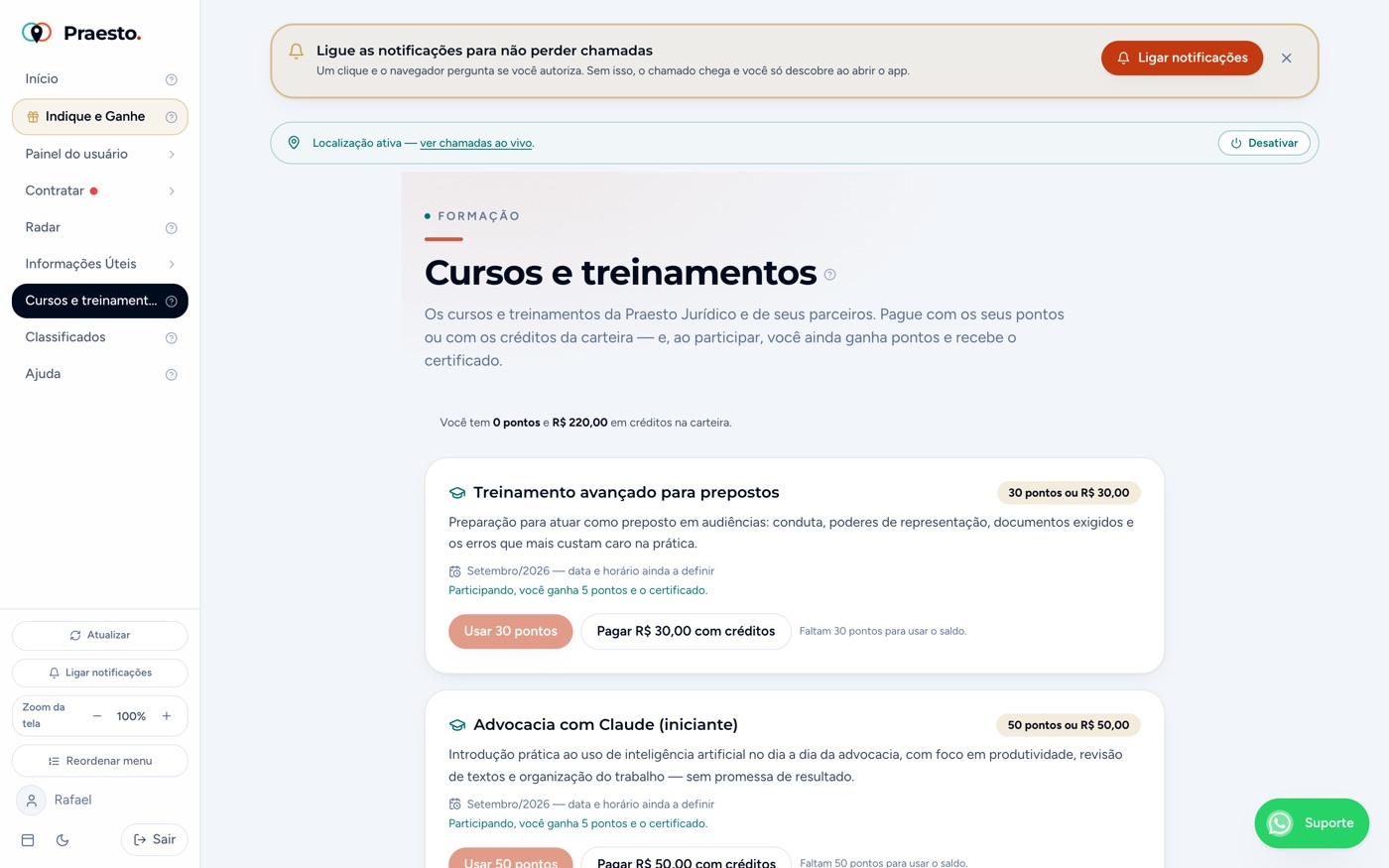 Cursos e treinamentos
