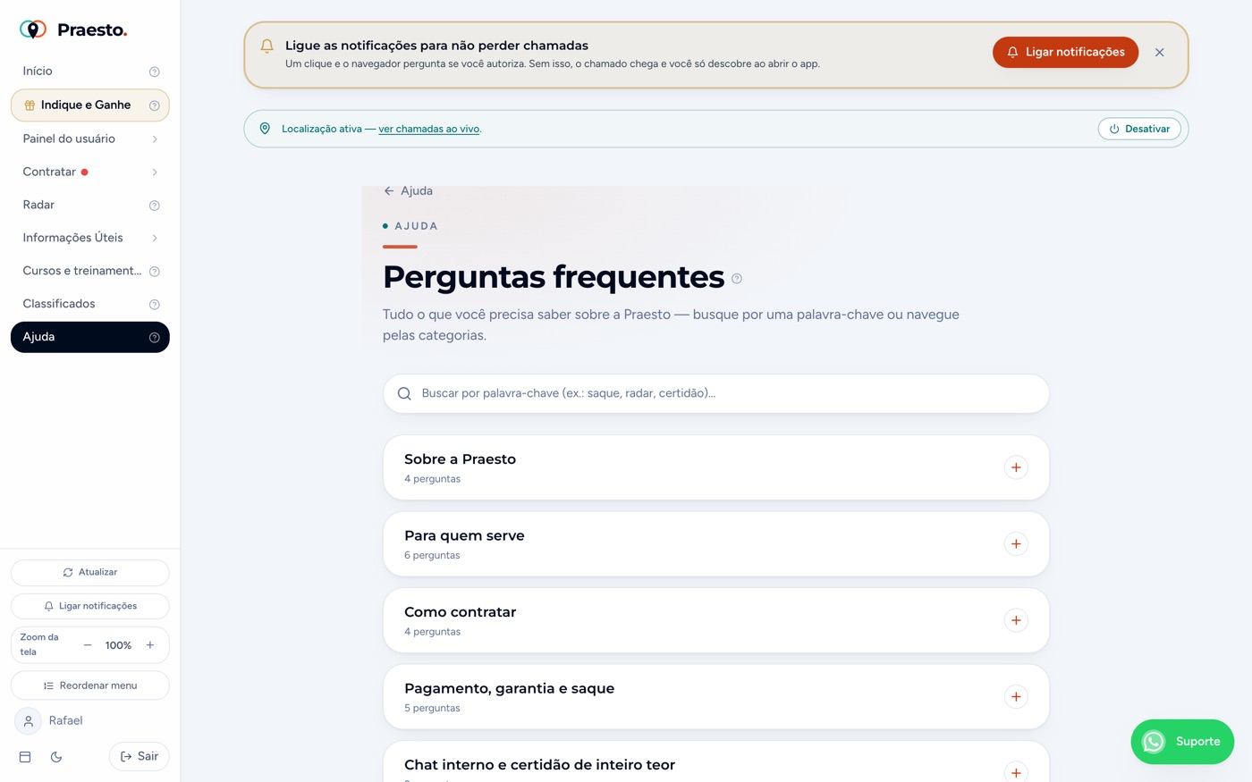 FAQ com busca