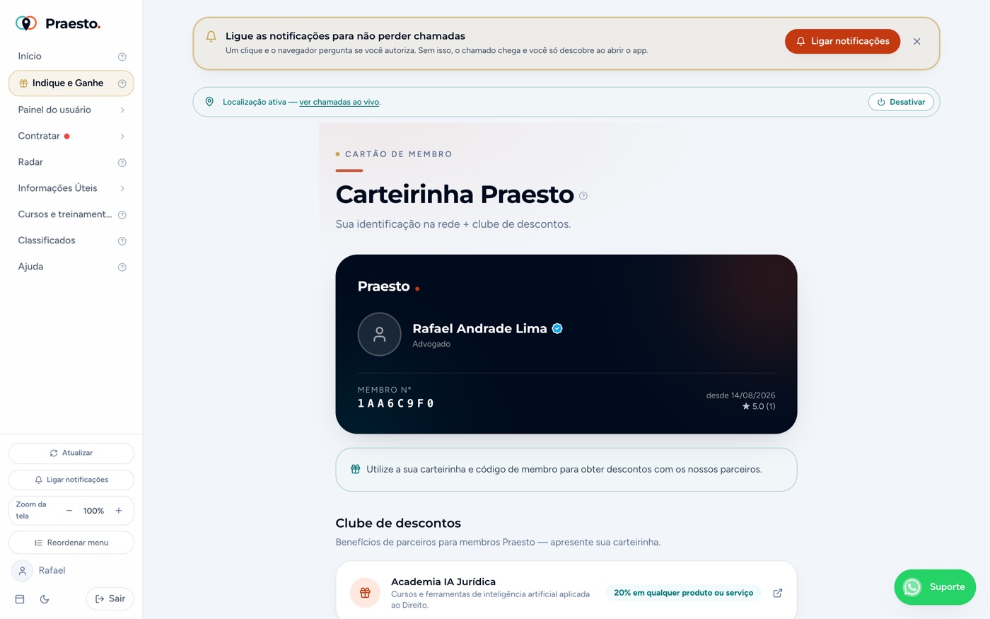 Carteirinha e clube