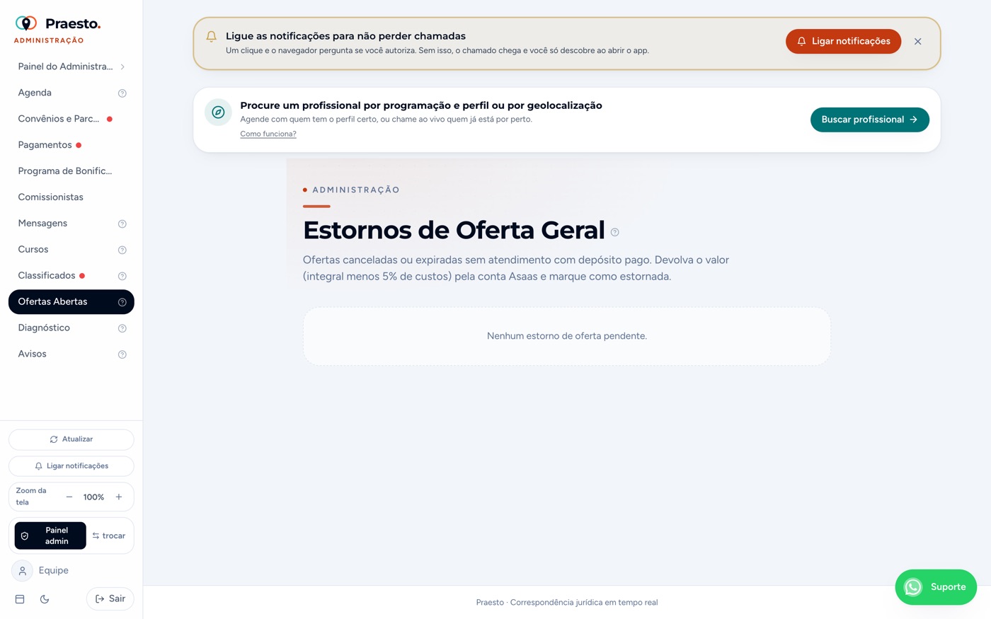 Ofertas Abertas (estorno)