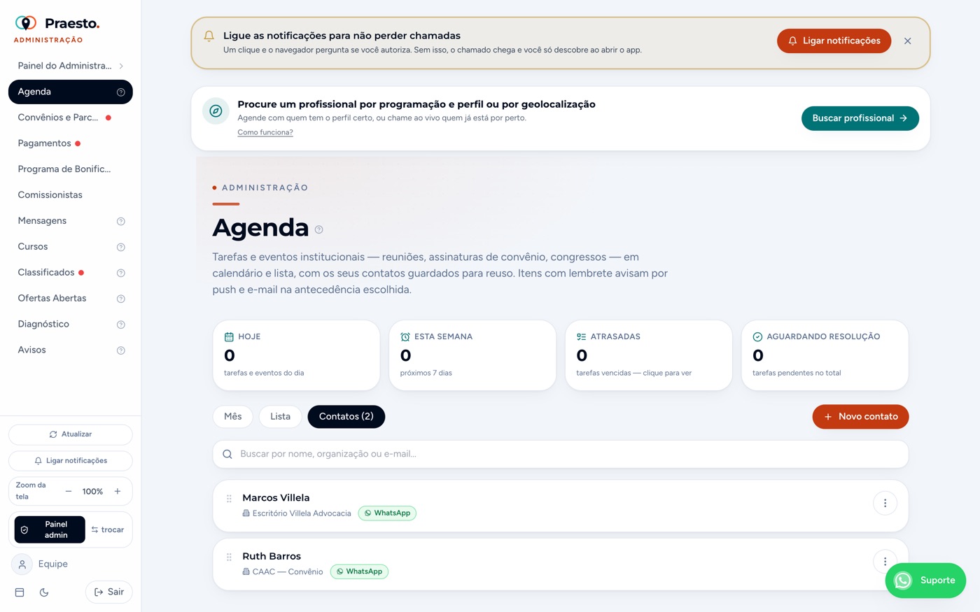 Agenda — cadastro de contatos